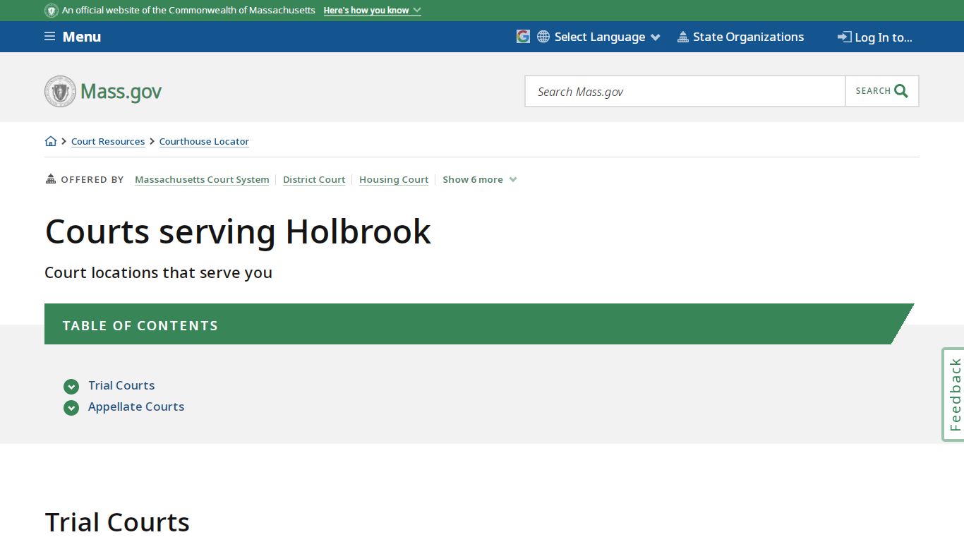 Courts serving Holbrook | Mass.gov